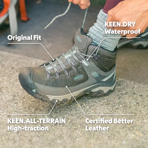 KEEN Women's Targhee 3 Mid Height Waterproof Hiking Boots, Weiss/Boysenberry, 8.5 - Image 2