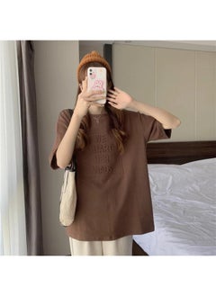 American-style Concave-convex Letter Printing Summer Loose Short Sleeve T-shirt Female Student Top Ladies Base Shirt Women's
