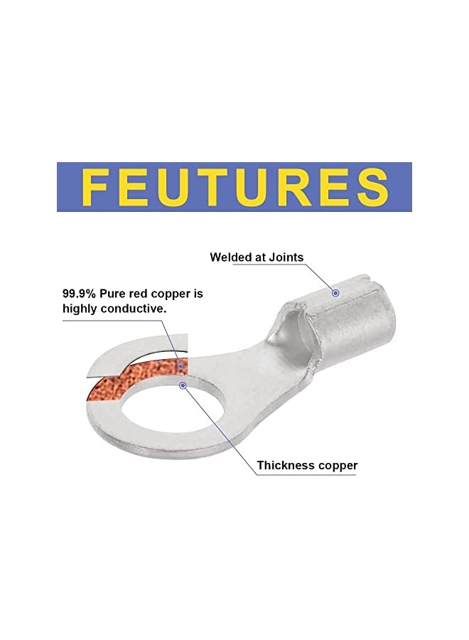 The Bros 330PCS Non-Insulated Wire Connectors Kit, Brazed Seam Fork Ring Terminals of Tinned Red Copper, Fit for AWG 22-10 Electrical Wire Crimp Connectors - Image 3