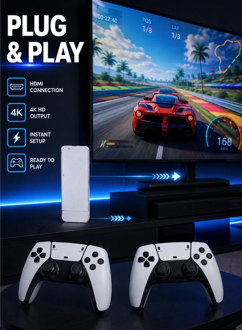 4K HD Wireless Retro Game Stick for TV, 2000+ Built-in Games, 2.4G Dual Wireless Controllers, Plug & Play HDMI M15 Video Gaming Console For Kids & Adults - Image 2