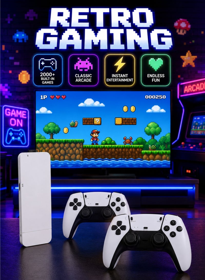 4K HD Wireless Retro Game Stick for TV, 2000+ Built-in Games, 2.4G Dual Wireless Controllers, Plug & Play HDMI M15 Video Gaming Console For Kids & Adults - Image 5