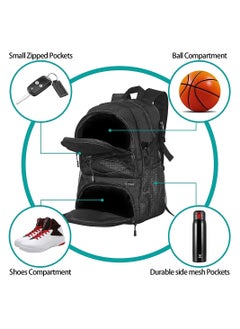 Cool Baby COOLBABY Basketball Backpack Sports Backpack Sports Bag with Separate Ball holder and Shoes Compartment Student Backpack  - Image 4