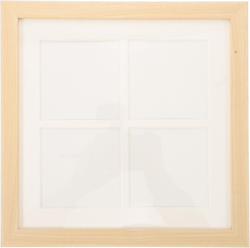 Wooden 4-grid Oil Painting Frame for 10x10cm Canvas, Wall Hanging and Desktop Display Baroque Style Picture Frame for DIY Art and Photo Display - Image 1