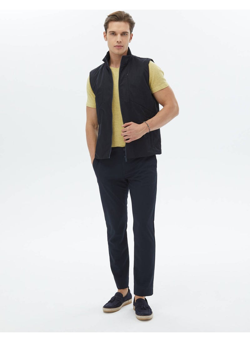 Kip - Navy Blue Woven Sports Vest - Image 1