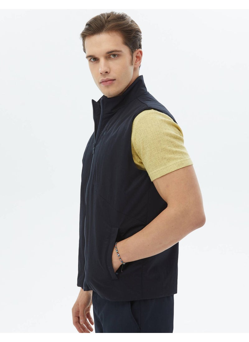Kip - Navy Blue Woven Sports Vest - Image 1