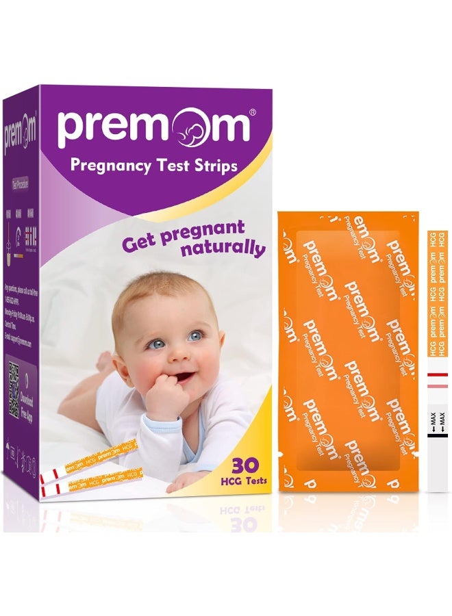 Premom Pregnancy Test Strips - 30-Pack Individually Wrapped Pregnancy Test Kit - Image 1