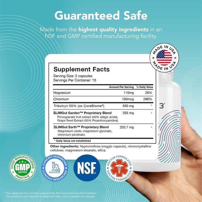 Sane مكمل SANE MD Viscera 3 Postbiotics مع Tributyrin Sodium Butyrate لتخفيف الغازات والانتفاخ وصحة الأمعاء IBS وLeaky Gut مكمل حمض الزبدة معتمد من NSF 30 كبسولة - Image 4