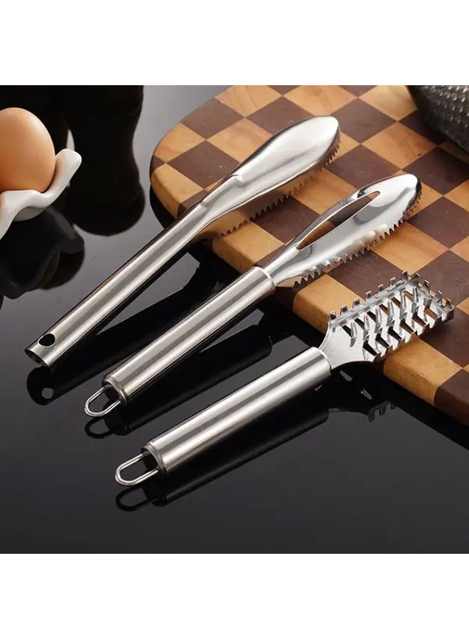 Stainless Steel Fish Scale Removal Tool 3pcs Multifunctional Scraper Brush - Image 1