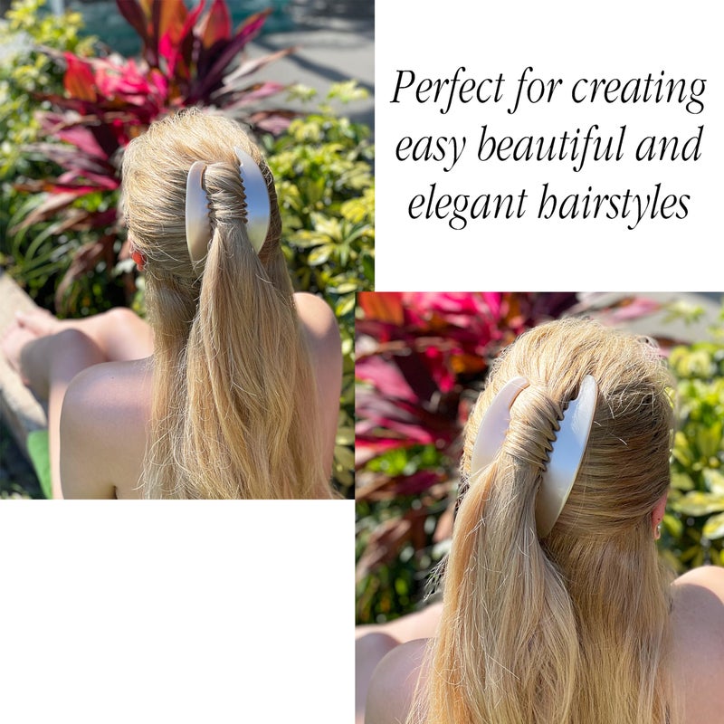 Camila Paris CP2430/2 French Hair Side Combs Tortoise Shell Interlocking Combs French Twist Hair Combs, Strong Hold Hair Clips for Women Bun Chignon Up-Do Styling Girls Hair Accessories Made in France - Image 2