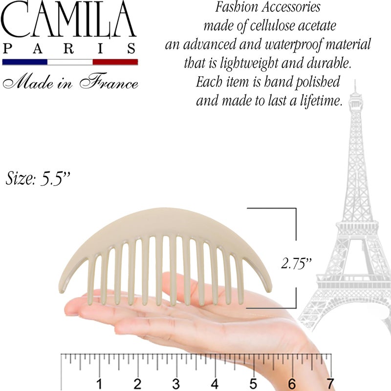 Camila Paris CP2430/2 French Hair Side Combs Tortoise Shell Interlocking Combs French Twist Hair Combs, Strong Hold Hair Clips for Women Bun Chignon Up-Do Styling Girls Hair Accessories Made in France - Image 3
