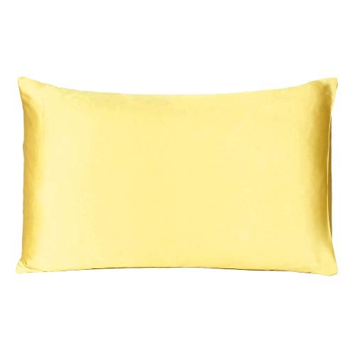 Oussum Satin Silk Pillowcase Pillow Case Covers with Envelop Closure for Hair and Skin Home Bed Decor Set of 2 Pillowcase Free 3 pcs scrunchies (Regular, Banana Cream) - Image 4
