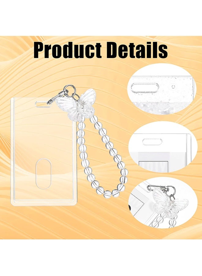 Wffo 2Pcs Photocard Holder - Acrylic Butterfly Photo Card with Creative Butterfly Chain Keychain Clear Badge Holder for Id Bank Bus Student Card - 10.5 x 6.5cm - Image 3