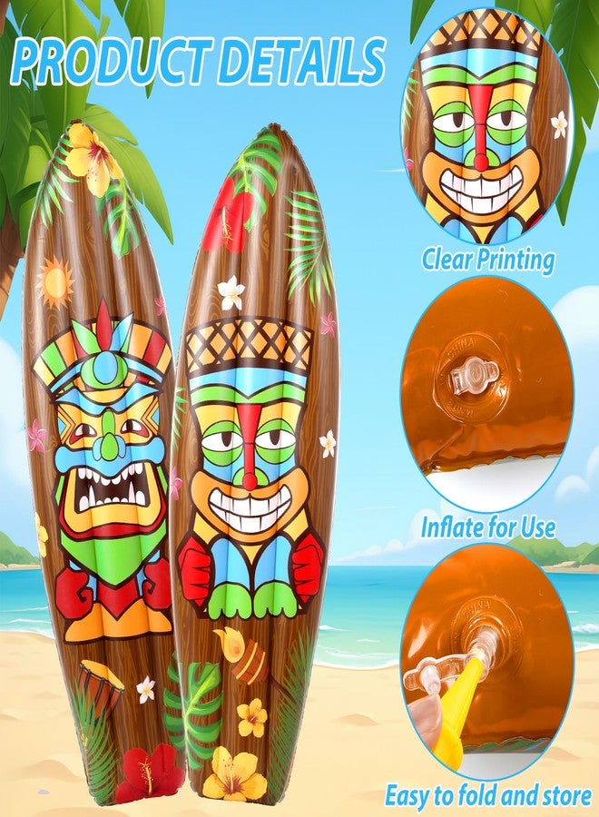 QOUBAI 4 Pcs Inflatable Surf Boards 36 Inch Tiki Totem Blow up Pool Floats - Image 3