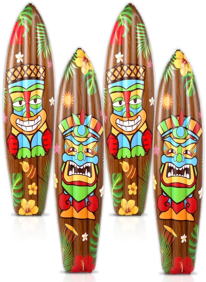 QOUBAI 4 Pcs Inflatable Surf Boards 36 Inch Tiki Totem Blow up Pool Floats - Image 1