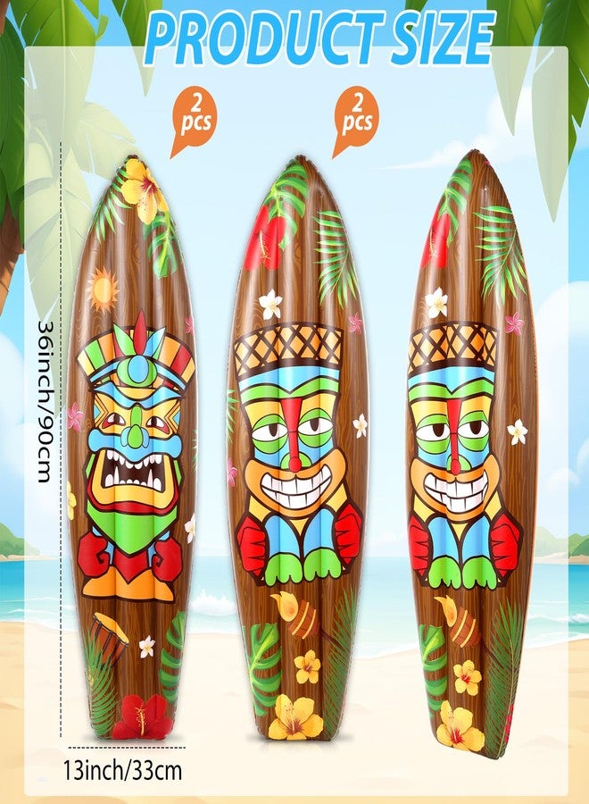 QOUBAI 4 Pcs Inflatable Surf Boards 36 Inch Tiki Totem Blow up Pool Floats - Image 2