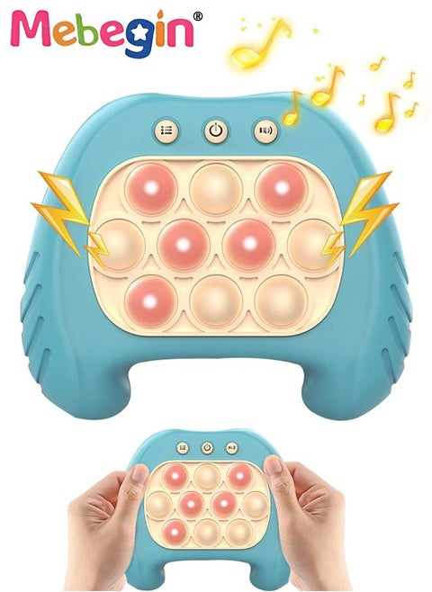 Quick Push Bubble Game with 4 Fun Game Modes, Educational Push Pop Game, Mini-Handheld Fast Speed Push Game Console with Light and Sound, Fun Electronic Push It Pop Fidget Toys, Creative Antistress Toy for Kids and Adults, 3 AAA Batteries(Not Included)