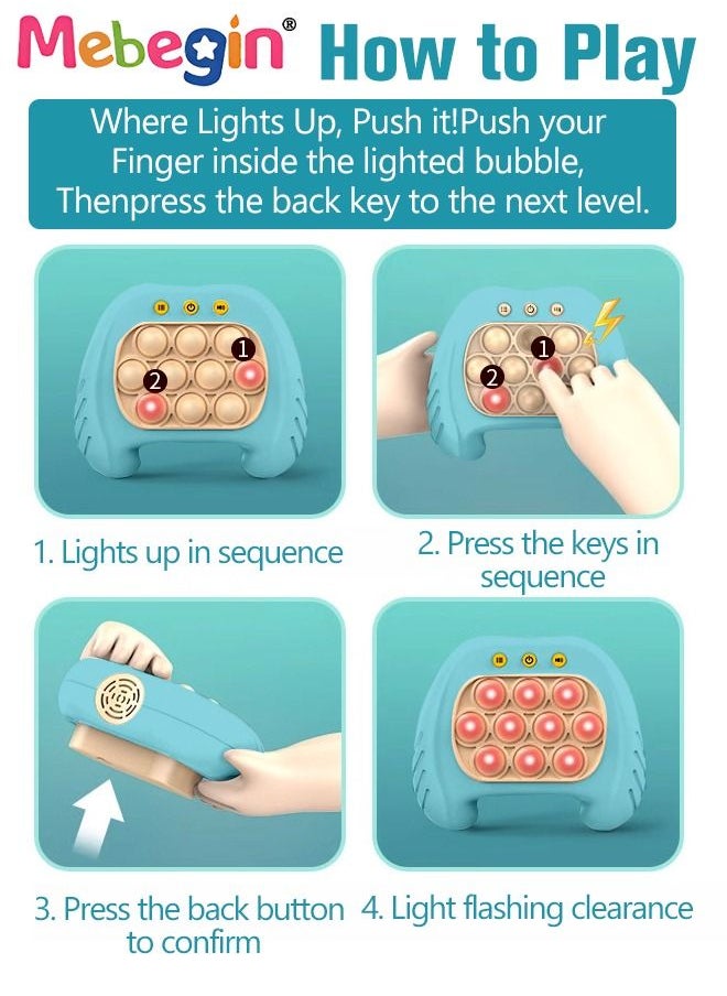 MEBEGIN - Quick Push Bubble Game with 4 Fun Game Modes, Educational Push Pop Game, Mini-Handheld Fast Speed Push Game Console with Light and Sound, Fun Electronic Push It Pop Fidget Toys, Creative Antistress Toy for Kids and Adults, 3 AAA Batteries(Not Included) - Image 1