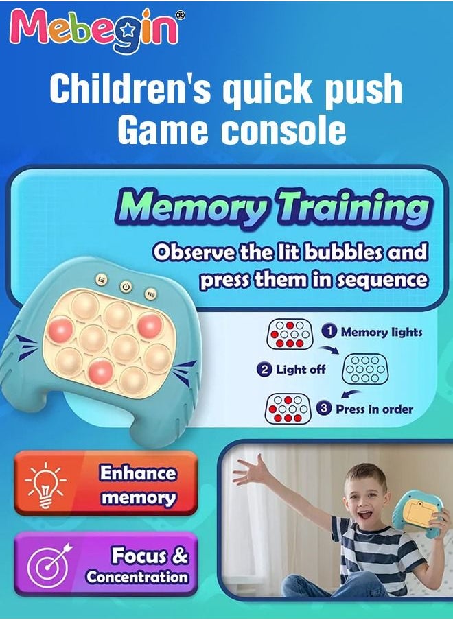 MEBEGIN - Quick Push Bubble Game with 4 Fun Game Modes, Educational Push Pop Game, Mini-Handheld Fast Speed Push Game Console with Light and Sound, Fun Electronic Push It Pop Fidget Toys, Creative Antistress Toy for Kids and Adults, 3 AAA Batteries(Not Included) - Image 1