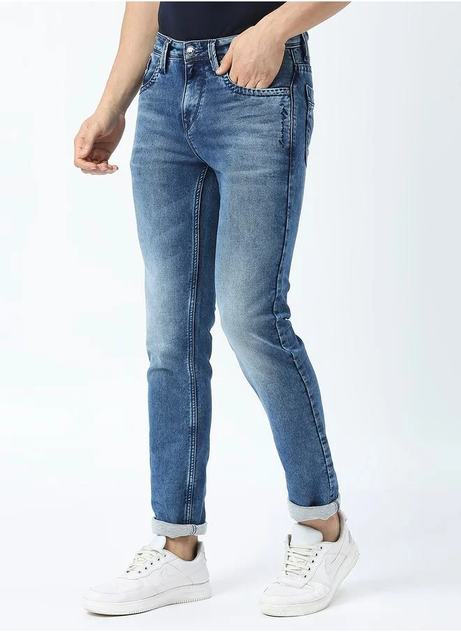 لومان بي جي 3 Mid Rise Faded Jeans with Pocket Detail