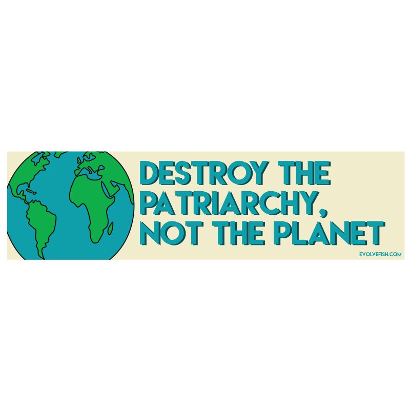 EvolveFISH Destroy The Patriarchy Not The Planet Bumper Sticker 11 x 3