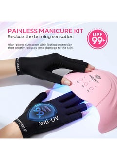 modelones Modelones UV Light for Gel Nails with UV Gloves, 48 W Nail Dryer with 3 Timer Settings, Nail Lamps for Gel Polish, Professional UPF99+ UV Protection Gloves for Nail Art Manicure  - Image 2
