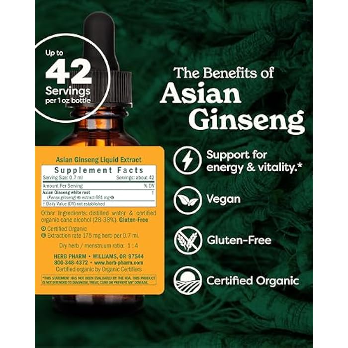 Herb Pharm Asian (Panax) Ginseng Liquid Extract for Energy and Stamina Support - 1 Ounce - Image 3