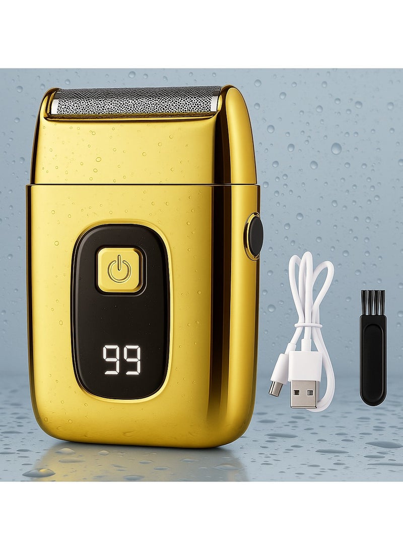 Generic Electric Shaver for Men Cordless Precision Shaver With Ultra-Close Cut Foil, Compact Design, Soft-Touch Ergonomic Design, Space-Saving Gold  - Image 1