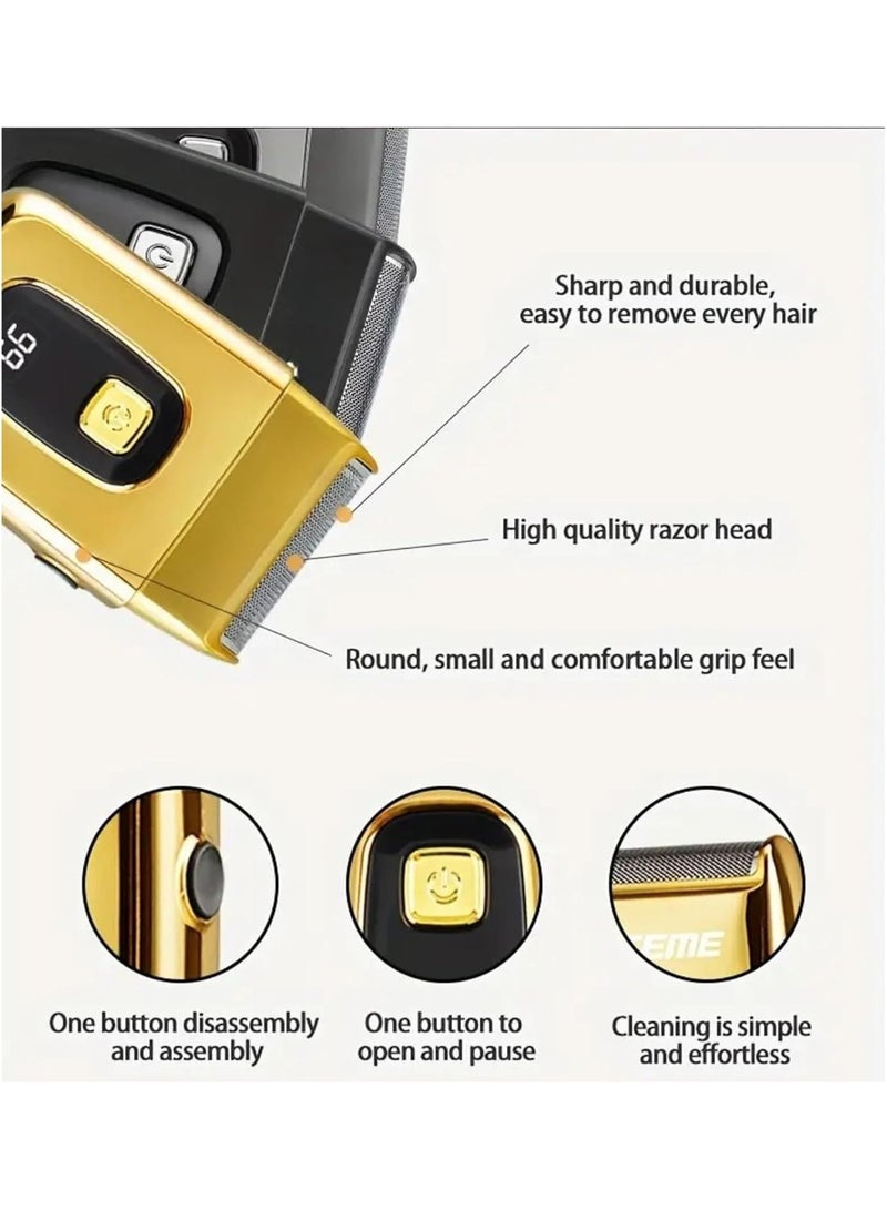 Generic Electric Shaver for Men Cordless Precision Shaver With Ultra-Close Cut Foil, Compact Design, Soft-Touch Ergonomic Design, Space-Saving Gold  - Image 3