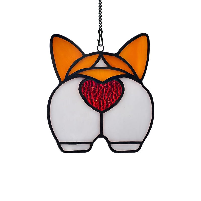 BOXCASA Corgi Dog Stained Glass Window HangingFunny Suncatcher for Window Hanging Dog Lovers Gifts for WomenStained Glass Pet Memorial Gifts