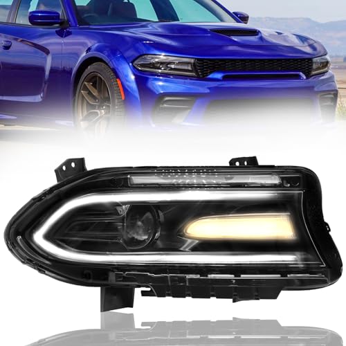 LEAVAN Headlights Assembly Fit for 2015 2016 2017 2018 2019 2020 Dodge Charger Halogen Model Headlamp with Turn Signal Lights Passenger Right Side - Image 1