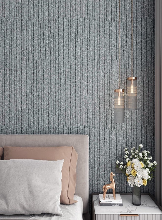 LACHEERY 15.8"x276" Grey Knit Fabric Wallpaper Self Adhesive Faux Weave Wallpaper Peel and Stick Grasscloth Wall Paper Textured Woven Patterned Contact Paper for Walls Drawer Liners Waterproof Modern - Image 2