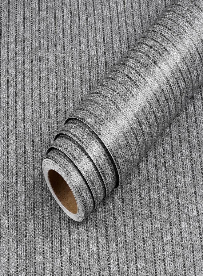 LACHEERY 15.8"x276" Grey Knit Fabric Wallpaper Self Adhesive Faux Weave Wallpaper Peel and Stick Grasscloth Wall Paper Textured Woven Patterned Contact Paper for Walls Drawer Liners Waterproof Modern - Image 1