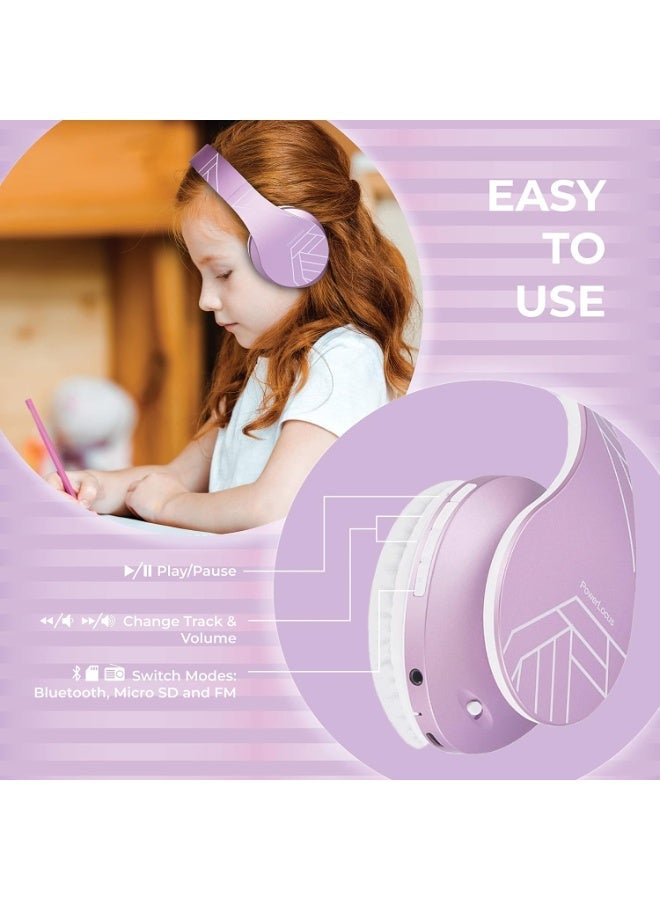 PowerLocus Kids Headphones Over-Ear, Bluetooth Wireless Headphones for Kids,with Microphone, Safe 85DB Volume Limited, Foldable with Carry Case, Audio Cable, Micro SD mode for Online Classes,PC,Phones - Image 2