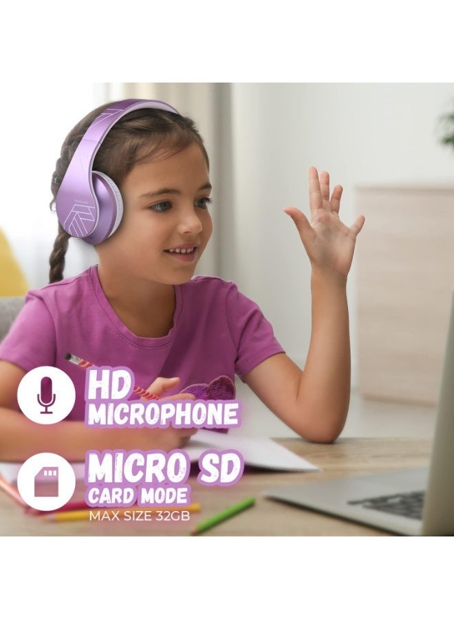 PowerLocus Kids Headphones Over-Ear, Bluetooth Wireless Headphones for Kids,with Microphone, Safe 85DB Volume Limited, Foldable with Carry Case, Audio Cable, Micro SD mode for Online Classes,PC,Phones - Image 5