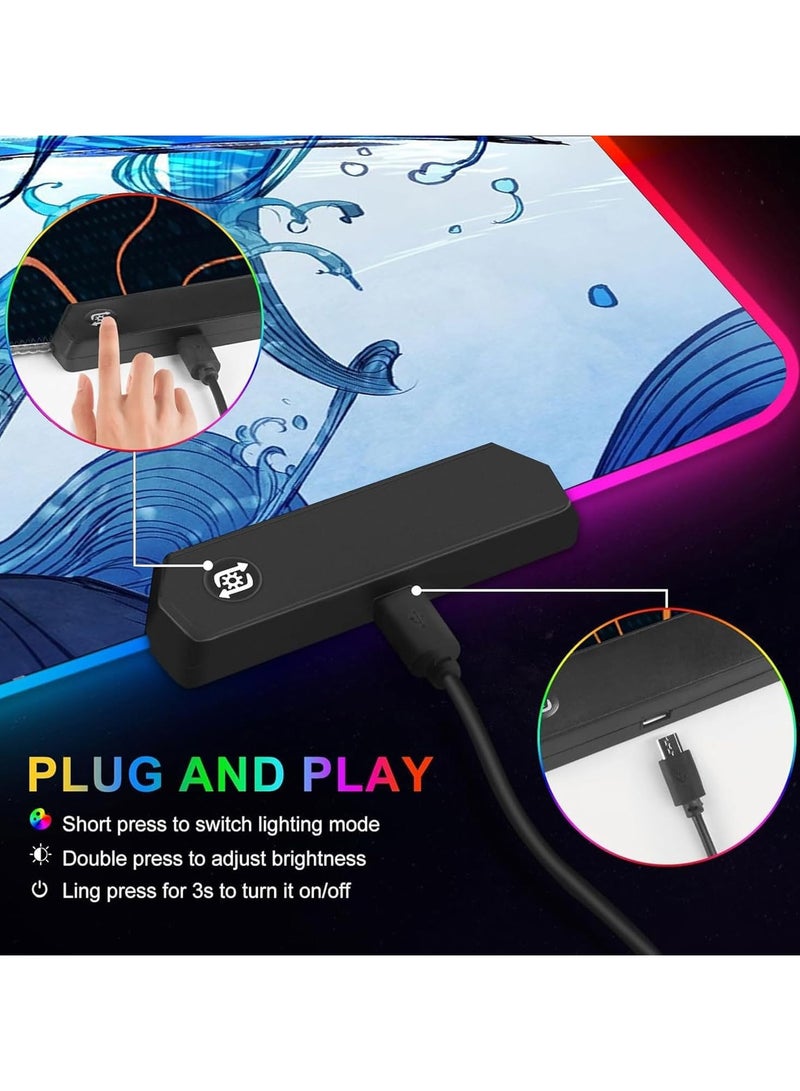 General Gaming RGB Mouse Pad Anime Custom Table Pad, Mouse Pad Mouse Pad with Non Slip Rubber Base and Stitched Edge Mouse Pad Mouse Pad for Office & Gaming, 31.5X11.7 INCH  - Image 3