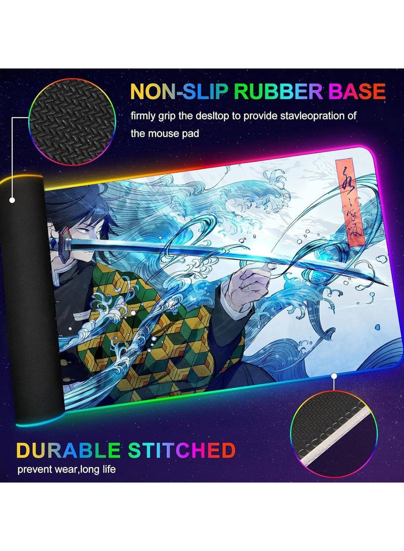 General Gaming RGB Mouse Pad Anime Custom Table Pad, Mouse Pad Mouse Pad with Non Slip Rubber Base and Stitched Edge Mouse Pad Mouse Pad for Office & Gaming, 31.5X11.7 INCH  - Image 2