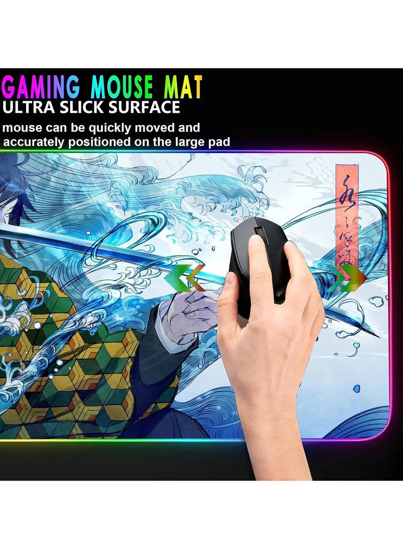 General Gaming RGB Mouse Pad Anime Custom Table Pad, Mouse Pad Mouse Pad with Non Slip Rubber Base and Stitched Edge Mouse Pad Mouse Pad for Office & Gaming, 31.5X11.7 INCH  - Image 4