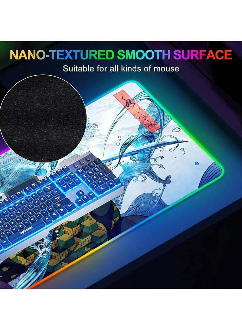 General Gaming RGB Mouse Pad Anime Custom Table Pad, Mouse Pad Mouse Pad with Non Slip Rubber Base and Stitched Edge Mouse Pad Mouse Pad for Office & Gaming, 31.5X11.7 INCH  - Image 5