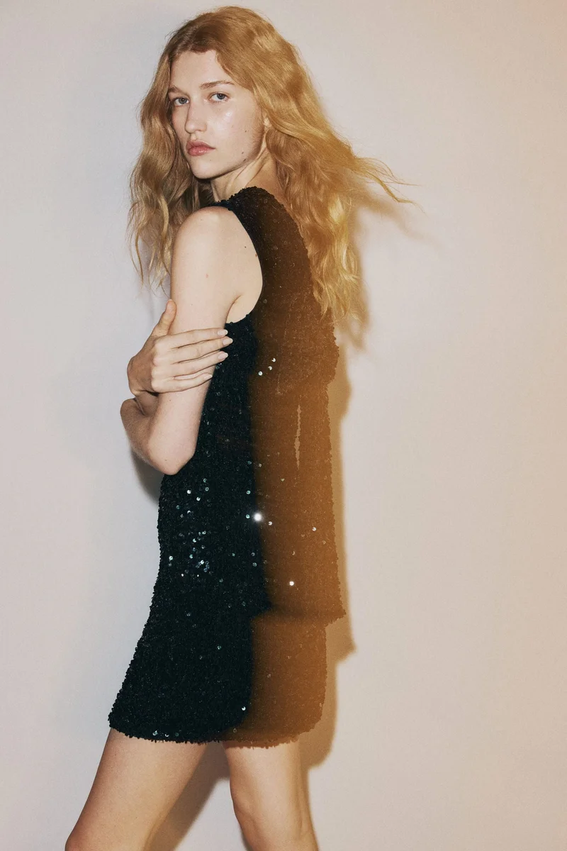 H&M Bow-detail sequined dress