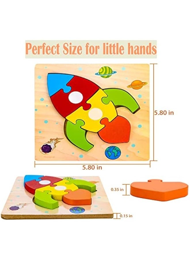 DURKU - Wooden Jigsaw Puzzles for Toddlers - Set of 4 Educational Toys for Kids 1-3 Years - Montessori Gifts for Boys and Girls - Image 1