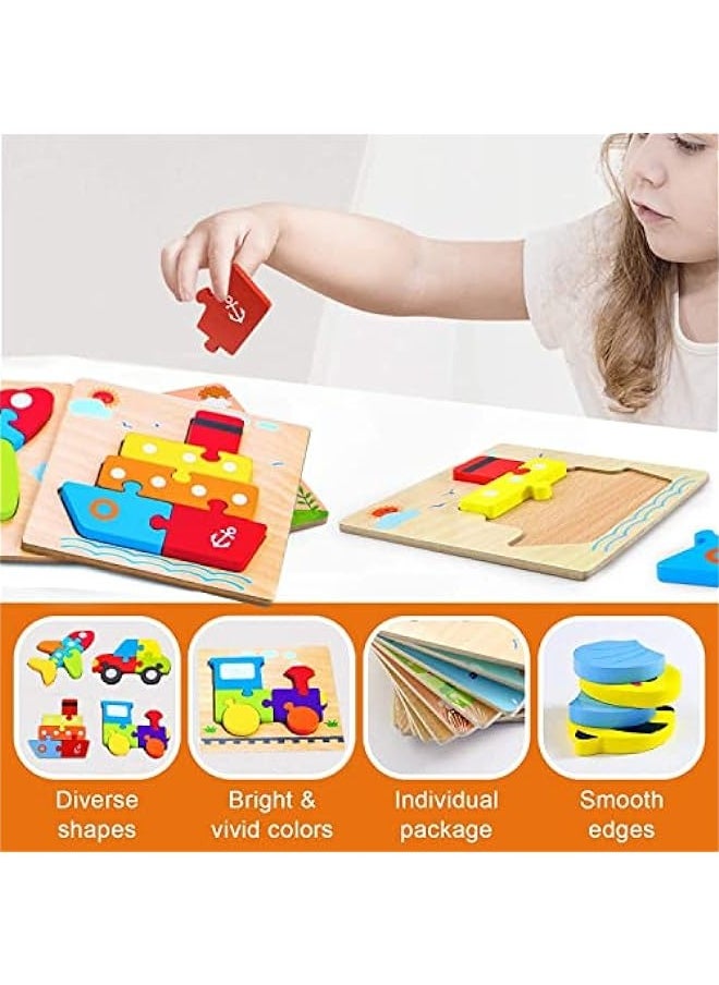 DURKU - Wooden Jigsaw Puzzles for Toddlers - Set of 4 Educational Toys for Kids 1-3 Years - Montessori Gifts for Boys and Girls - Image 1