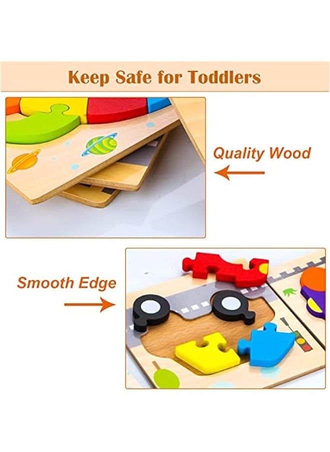 DURKU - Wooden Jigsaw Puzzles for Toddlers - Set of 4 Educational Toys for Kids 1-3 Years - Montessori Gifts for Boys and Girls - Image 1