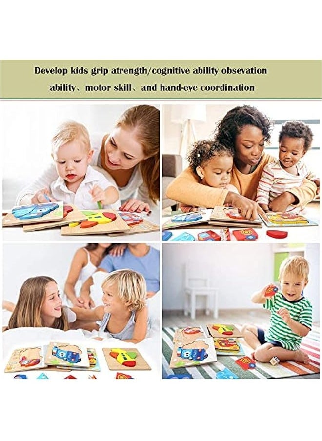 DURKU - Wooden Jigsaw Puzzles for Toddlers - Set of 4 Educational Toys for Kids 1-3 Years - Montessori Gifts for Boys and Girls - Image 1