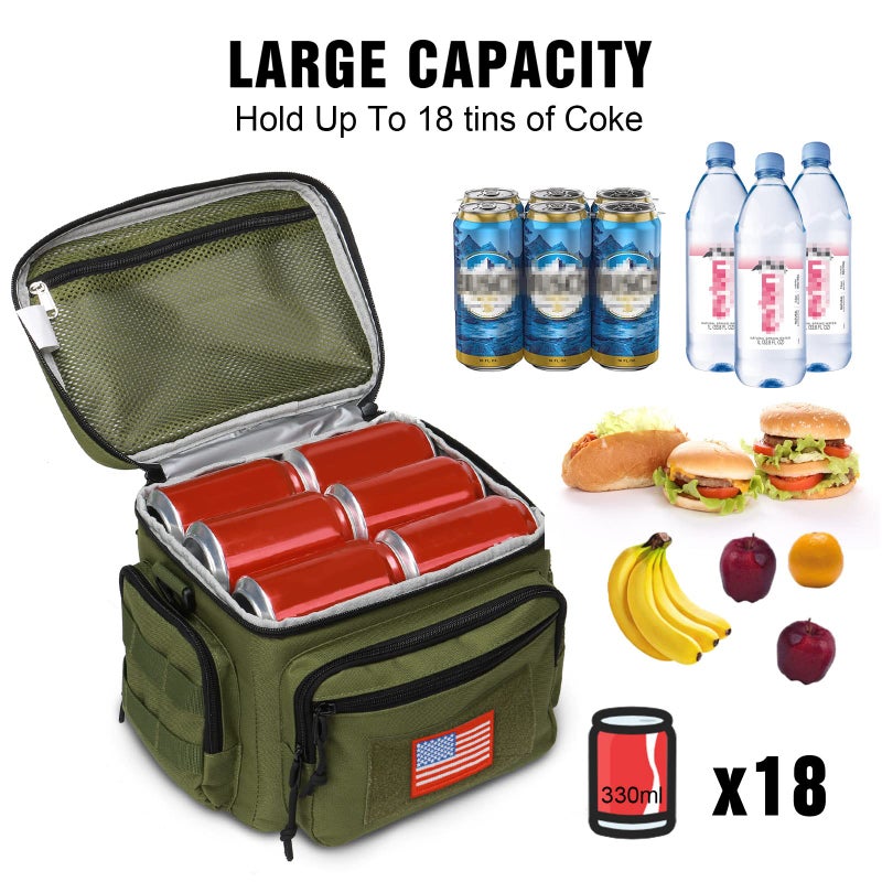 ATRIPACK Lunch Box for Men, Tactical Lunch Bag MOLLE Webbing Leakproof Insulated Large Lunch Cooler Women Adult Meal with Adjustable Shoulder Strap Durable Lunch Pail (Green) - Image 3