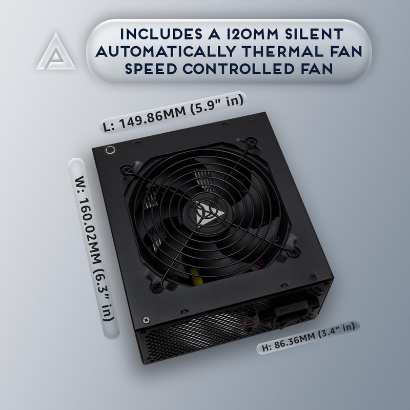 APEVIA مزود طاقة Apevia ATX-SP700 Spirit ATX مع مروحة 120 مم ذات تحكم حراري تلقائي، مفتاح 115/230 فولت، جميع الحمايات - Image 5