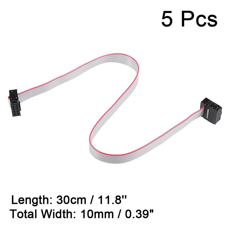 uxcell IDC 8 Pins Connector Flat Ribbon Cable Female Connector Length 30cm 2.54mm Pitch,5pcs - Image 2