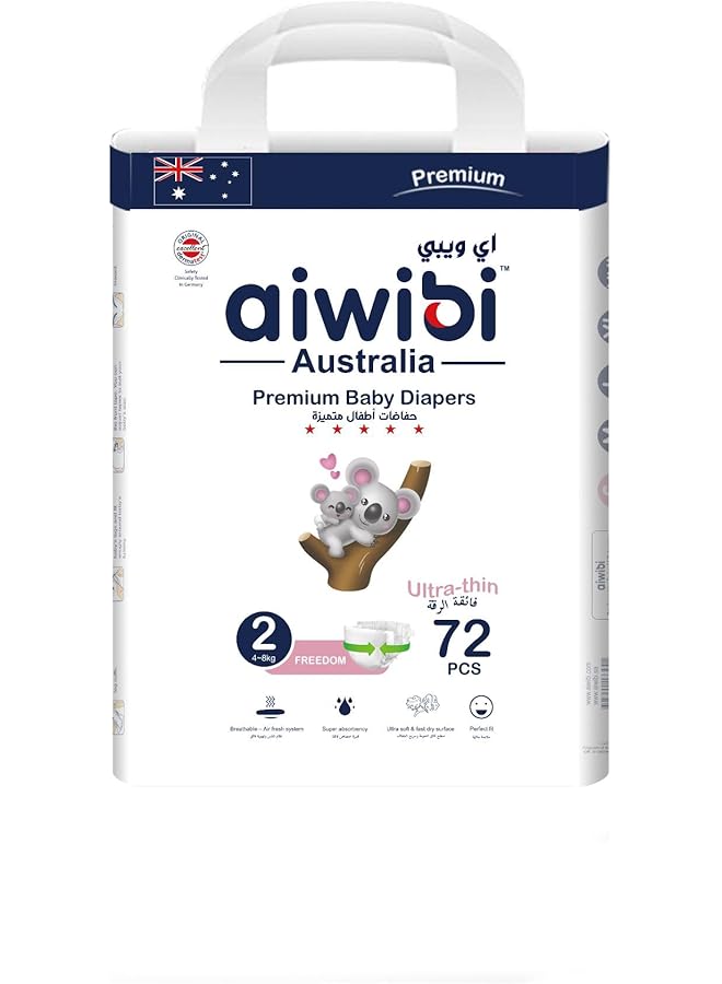 aiwibi Premium Ultra Thin Baby Diapers 72 Pieces Small - Image 3