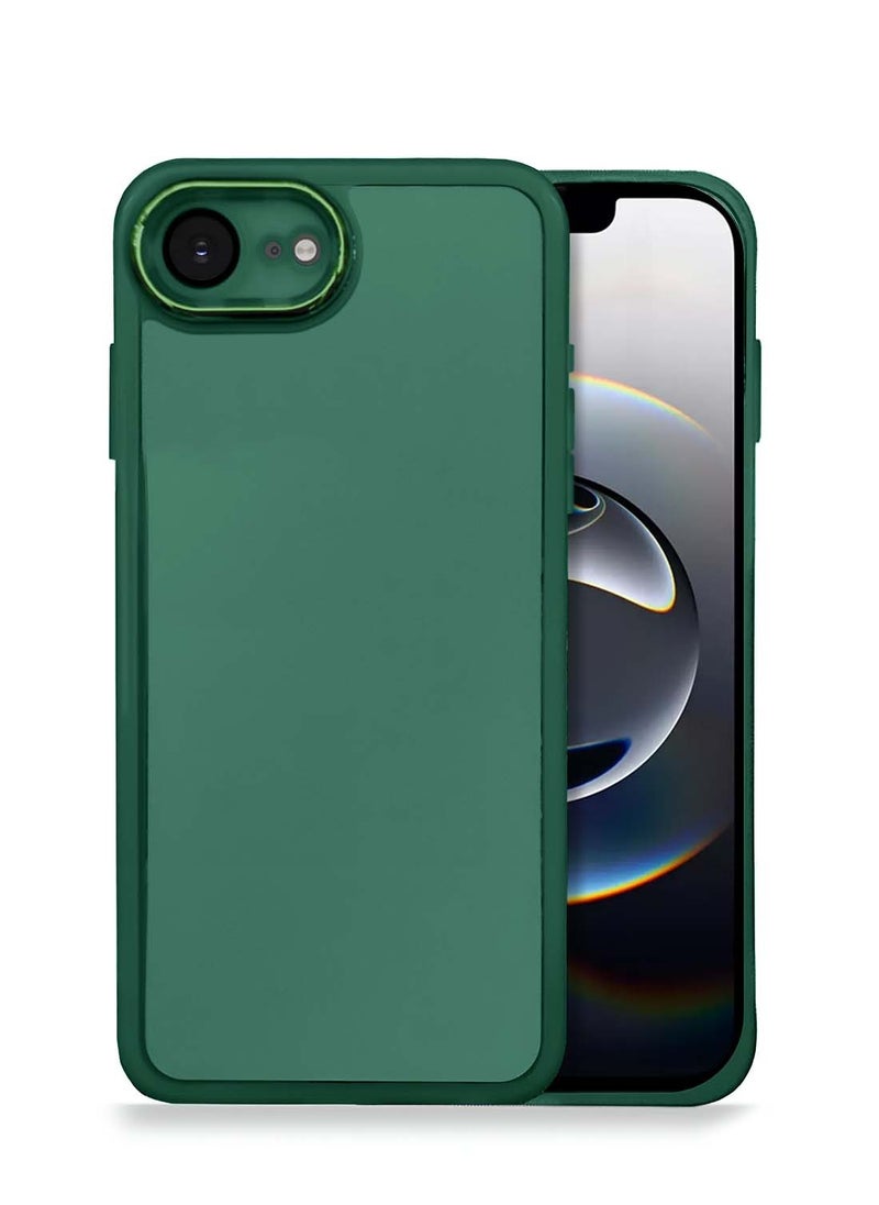 Wtech - Apple iPhone 16e 5G 2025 Soft Transparent TPU Silicone Ultra Thin Phone Stylish Electroplated Camera Border Back Case Cover - Dark Green - Image 1