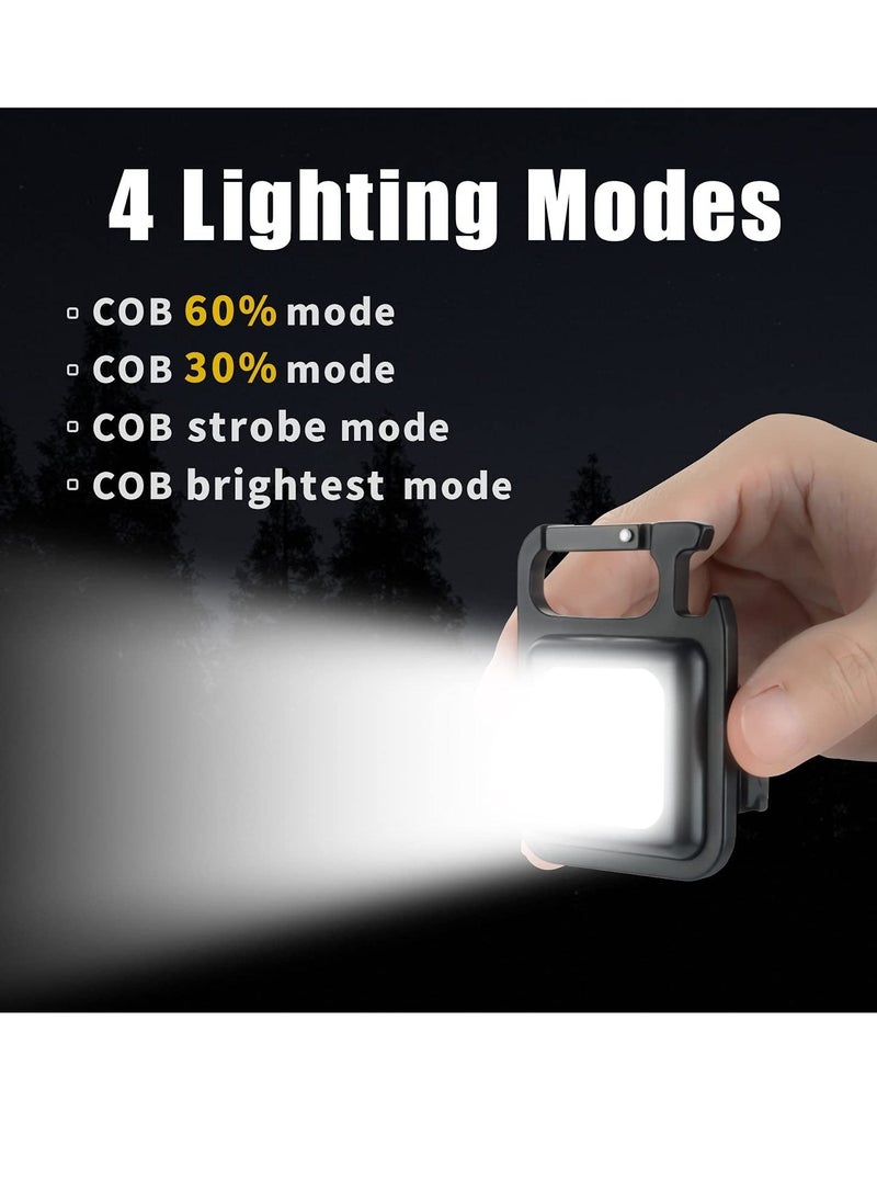 Generic - COB Keychain Work Light, Keychain Flashlight 1000 Lumen Emergency Light with 3 Light Mode Magnetic Work Light and Folding Bracket Bottle Opener, Portable Flashlight for Camping, Hiking(2 Pcs) - Image 1
