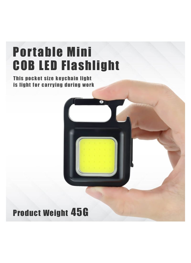 Generic - COB Keychain Work Light, Keychain Flashlight 1000 Lumen Emergency Light with 3 Light Mode Magnetic Work Light and Folding Bracket Bottle Opener, Portable Flashlight for Camping, Hiking(2 Pcs) - Image 1
